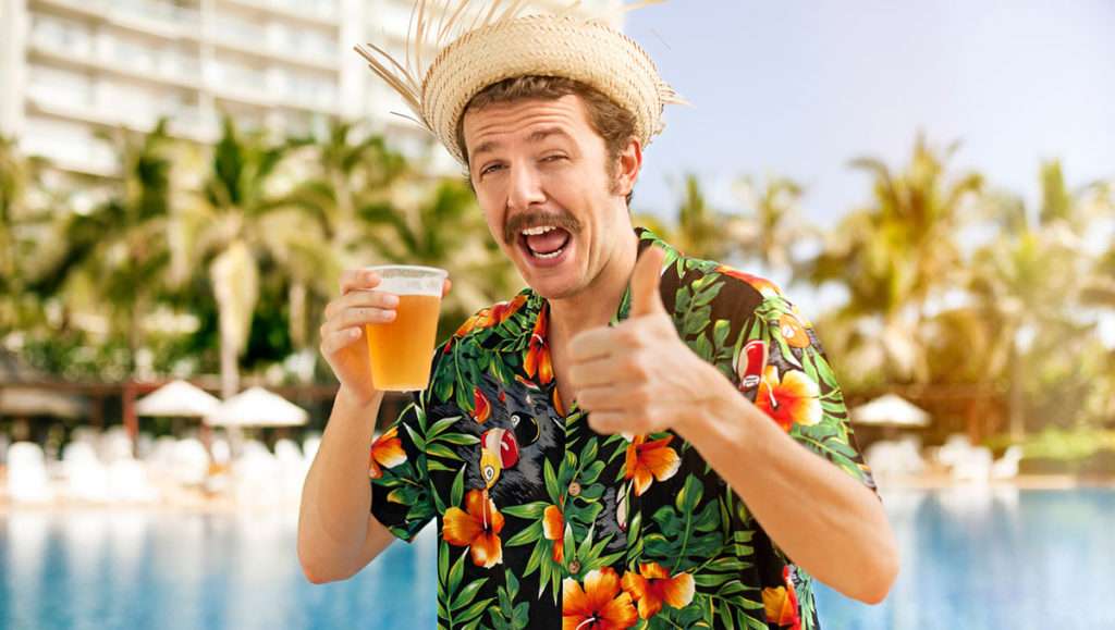 man beer pool holiday