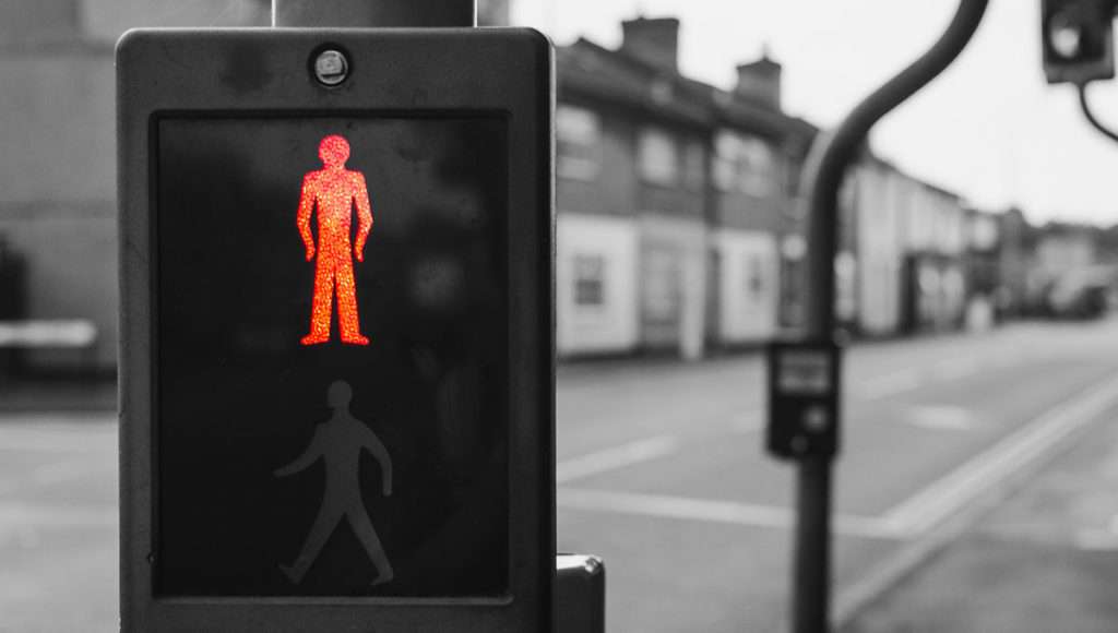 pedestrian crossing red light