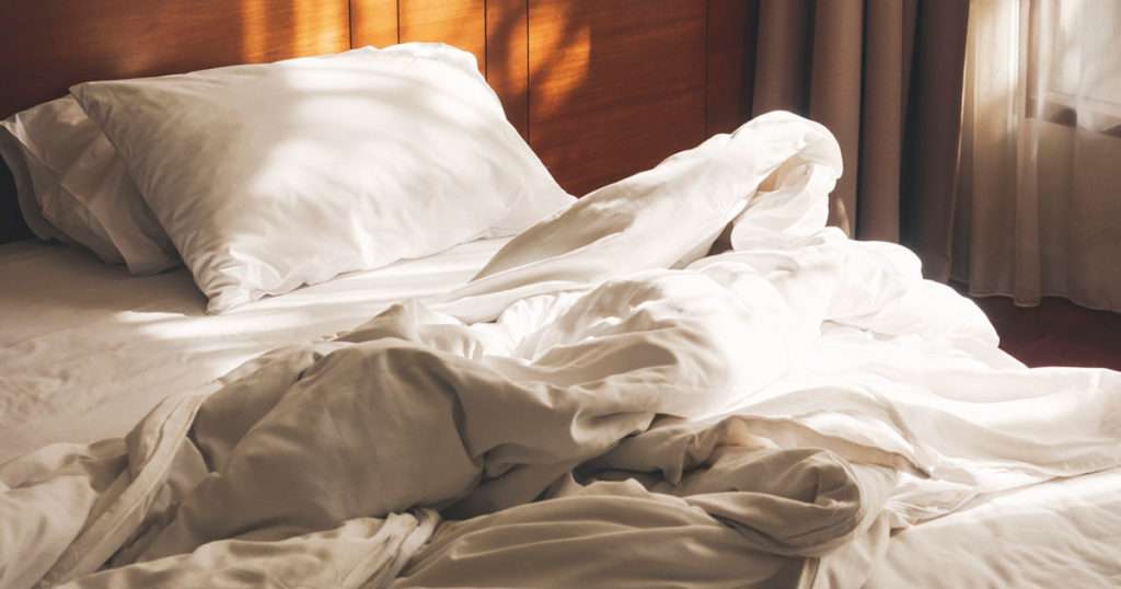 unmade bed