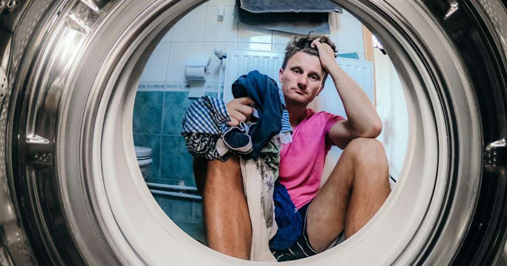 man washing machine
