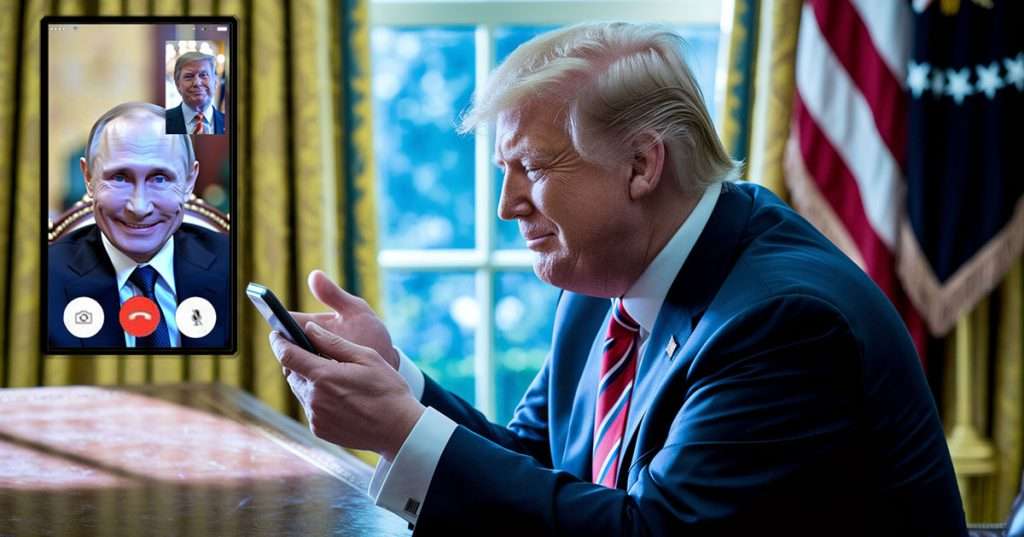 trump and putin on video call
