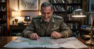 Israeli general looking at a map