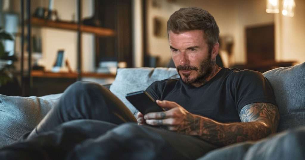david beckham unhappy on the sofa