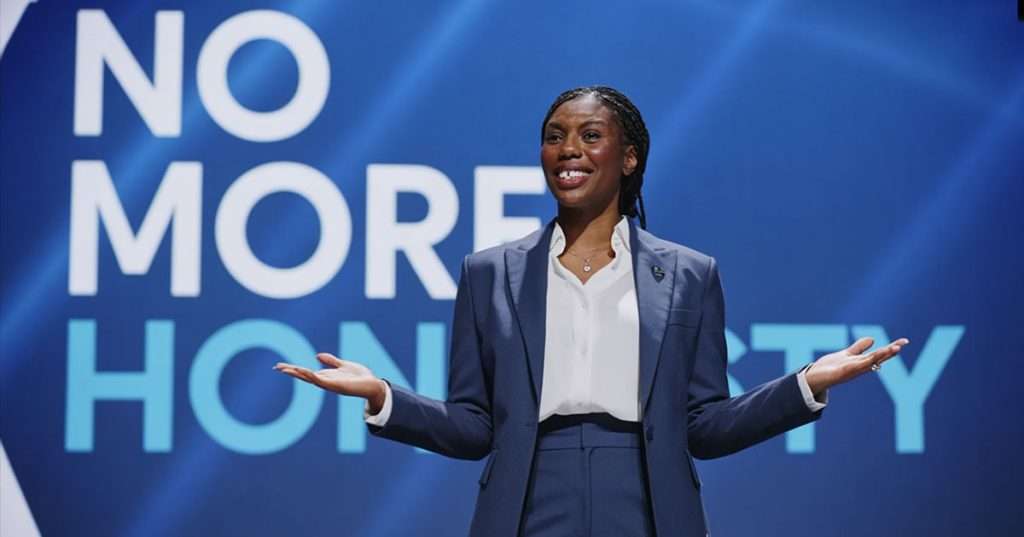 Kemi Badenoch giving speech on no more honesty
