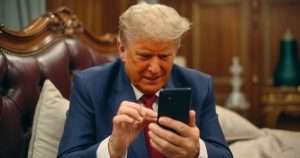 Donald Trump on his phone