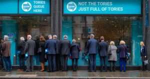 Tories queuing outside Reform offices