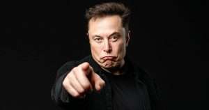 Elon Musk pointing angrily
