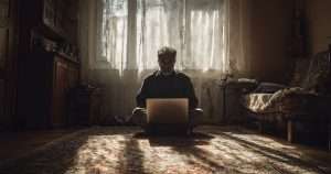 Iranian man working from home