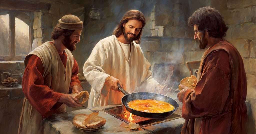 jesus making pancakes