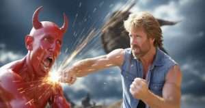 Chuck Norris fighting Satan