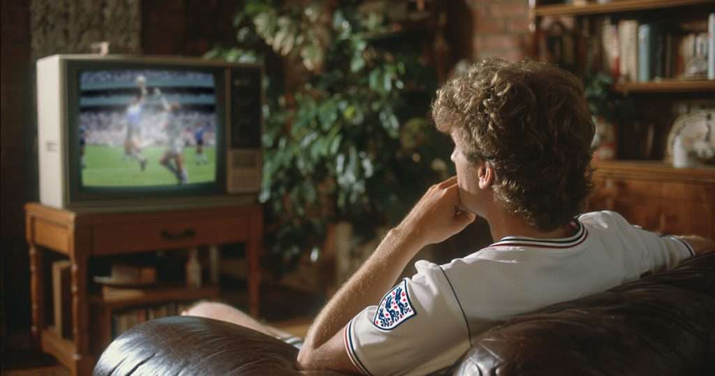england fan watching maradona handball