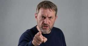 Angry man and voter pointing