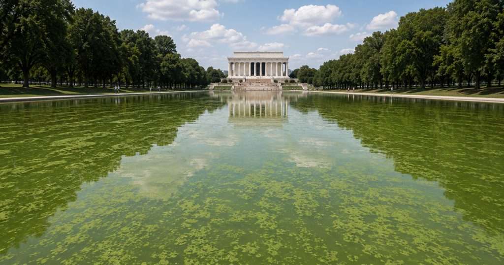 Washington reflecting pool algae