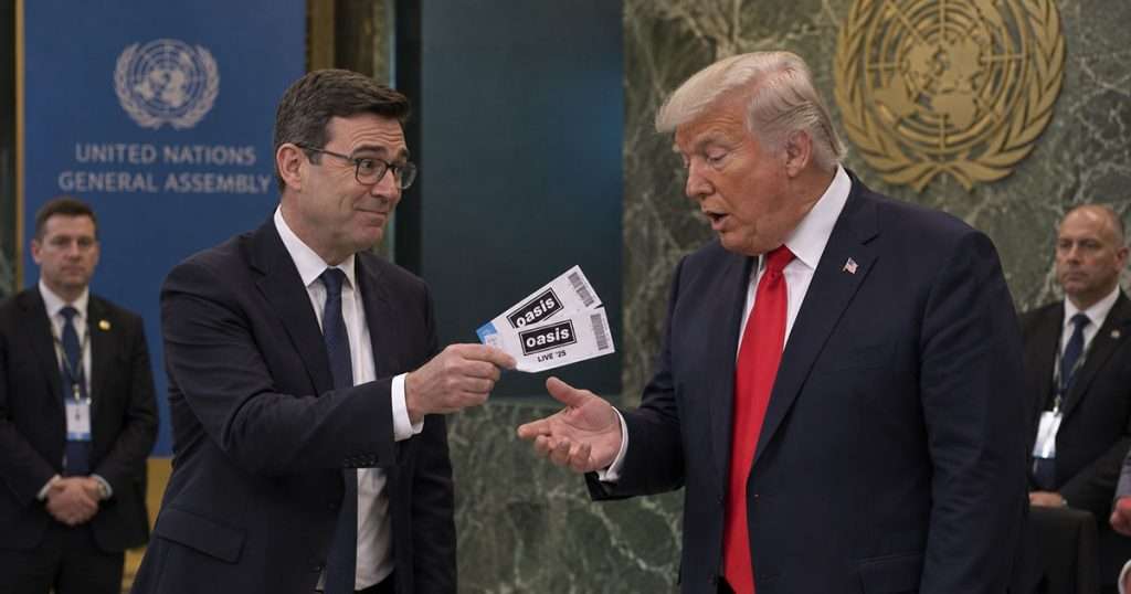 Burnham giving Trump Oasis tickets