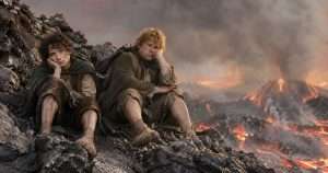Frodo and Sam waiting for an Eagle