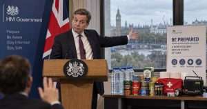 Government press conference about stockpiling