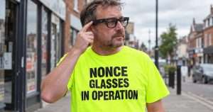 Nonce glasses in operation T-shirt
