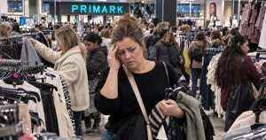 overwhelmed woman in Primark