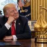 Trump with the Ballons D'Or trophy