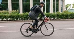 cyclist commuting